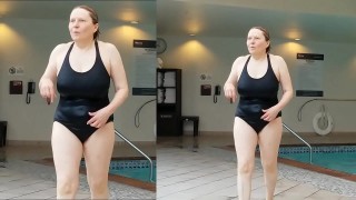 sexy grandma is sexy at 66 in a black swimsuit