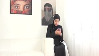 Cute hijab cleaning lady wants to fuck him
