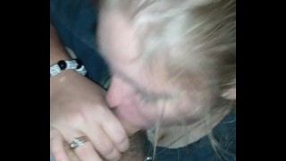 Versatile white babe Katy Rose gives a footjob and blowjob to one black man