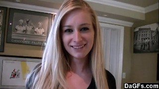 Unbelievable blonde babe with substantial boobs wonderfully experiences a huge dick