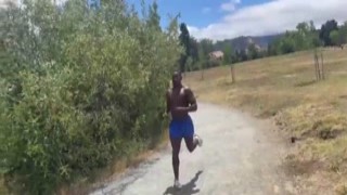 She jogged through the park, her tits bouncing up and down with each step