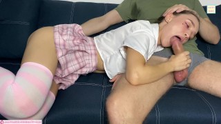 Small redhead and whorish curly bitch desire to suck a warm dick for orgasm