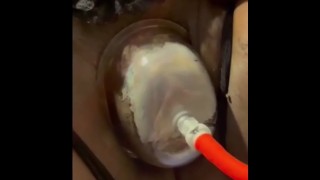 pussy pump squirting orgasm labia spread wide