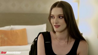 Hussy brunette slut Lora drawing penis and later obtaining butt fucked