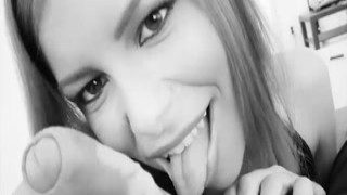 April Suns big mouth was filled with hot cum when he shot his load all over her face