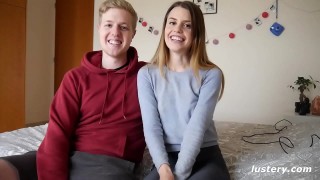 Torrid redhead and her partner enter into FFM threesome