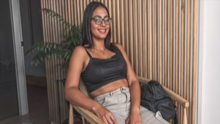 Nerdy highschool latin teen with glasses turns the casting set on FIRE!!!