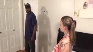 The horny bunny was up for anything, so when the four horny dudes approached her, she jumped at the opportunity