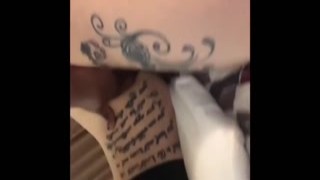 The black cock throbbed inside her tight, white cunt as she writhed on the bed