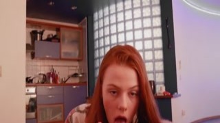 Arina Fox - After a date, a red-haired beauty sucks you off in her kitchen - FoxyElf - POV