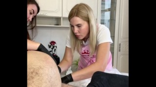 during a shaving lesson a client cumshot on my student