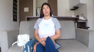 Plumper Asian Latina is titty-fucked after a deep throat blowjob