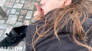 Obscene chick is having sex on a park bench in the middle of the day