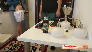 Sassy redhead wench is pissing after hardcore sex session