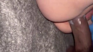 The petite blonde teens pussy was drenched as the hard cock pounded her missionary style, leaving a trail of cum across her young tits