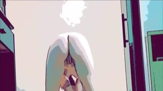 A stunning blonde with perfect tits bends over the bed and shoves her twerking ass onto a huge dildo