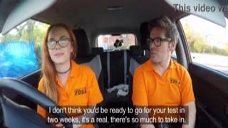 The young ginger teen felt her pussy wet as she sat there waiting for her driving instructor to return