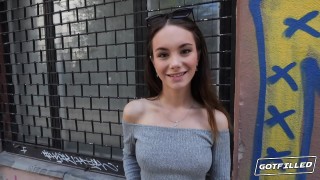 Jabbing from behind is what passionate brunette with flossy butt likes the most