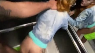 I lowered the redheaded neighbors pants inside the elevator and slid my throbbing cock inside her tight, wet pussy