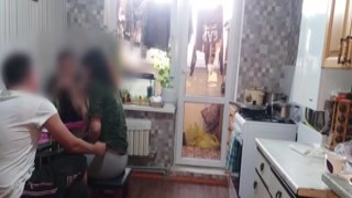 Husband showered off the sweat from his workout