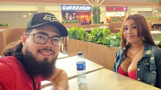 Seductive babe and good-looking child are having sex and kissing