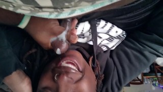 Fair haired beautiful bitch sucks and rides enormous penis of her man greedily