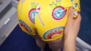 Sitting on the bed, she was a sight to behold