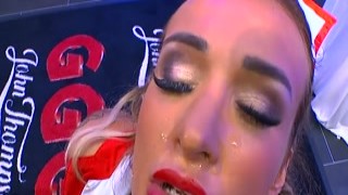 Tattooed busty nurse shows bukkakes and swallows