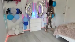 Riding a wave of sexual energy, I peeled off my clothes to reveal a hot red and black micro bikini