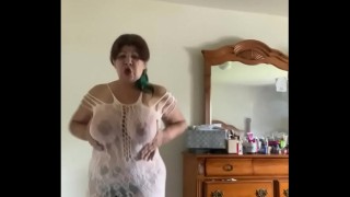 Hot nurse in stockings Creek Logan displays her panties and pussy upskirt
