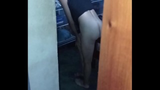 fucking the service employee i spied on her while she was getting dressed and she discovered me and i had to fuck her and without a condom