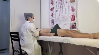 patient can t hold it and gets hard in front of nurse during exam