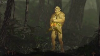 A grotesque green monster ogre with huge muscles and an even bigger cock was fucking the horny little Arwen in the enchanted forest
