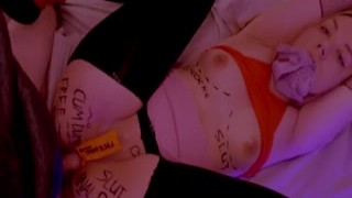 Estie Kay - Tied up girlfriend having fun after party. She is a free use anal slut