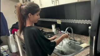 Fuckable brunette slut blowjobs in public