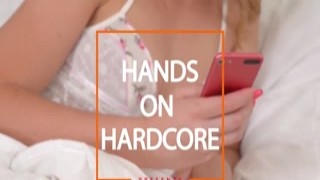 Milana Blancs blonde hair swished and bounced as her husband and boss plunged their cocks into her tight, wet pussy from behind