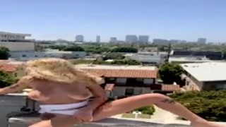 That horny little slut snuck out of her house and headed up to the roof like shed done a hundred times before