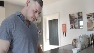 German Rommate suprise Guy with Plug in Ass to Birthday Fuck in the Kitchen