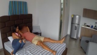 Colombian girlfriend gives amazing blowjob keeps moaning while fucking