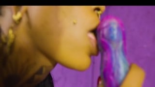 Shy DARK exotic PORN VIRGIN play with a dildo - punk, hippie, got, alt porn - ZF048Z