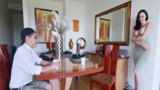 Cougar Chanel Preston gets slutty with her stepdaughters boyfriend! She seduces the young hunk with her big tits and juicy pussy, fucking him hard in a variety of hot positions