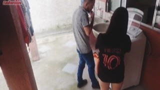 The hot, married housewife was at home alone when the washing machine started to malfunction