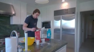 Sassy, little, extra small redhead teen Madie Collins was being naughty again in the kitchen