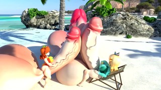 Curly blond haired chick tosses snacks away and sucks dude&#39;&#39; s cock