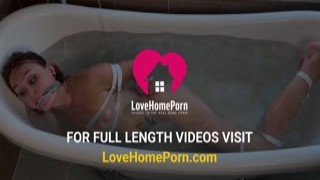 Horny Brunette Beauty Tied Up and Teased in the Bathtub