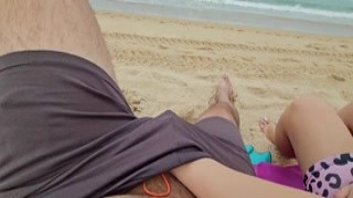 RoseshyGirl - Cute Babe Sucking Cock on a public Beach and receives a mouth Creampie