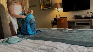 Enchanting lady gives a directly a back yard
