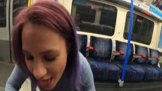 Risky Blowjob In Train. Caught by Stranger Cum on Face