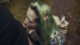 Cumbizz - Naughty college girl walks in the notorious woods full of flashers