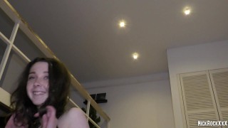 Eye-catching and hot dark haired babe with great butt draws the dick